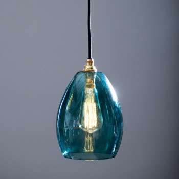 Bertie Mid Teal Glass Pendant Light